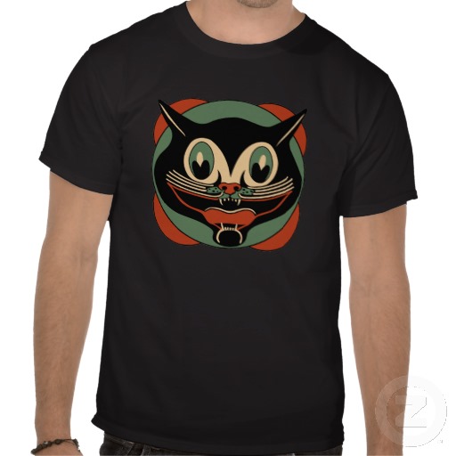 1930s art deco halloween black cat t shirts