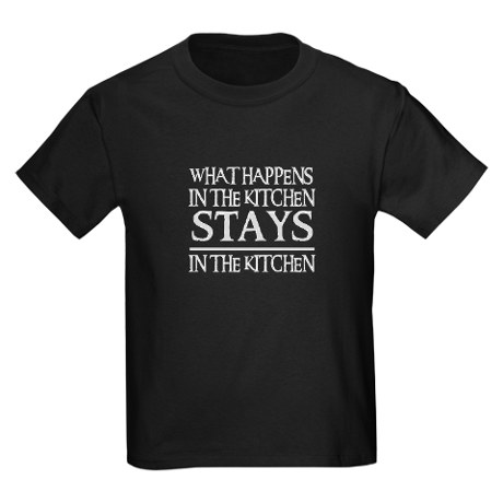 stays in the kitchen kids dark tshirt