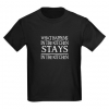 stays in the kitchen kids dark tshirt